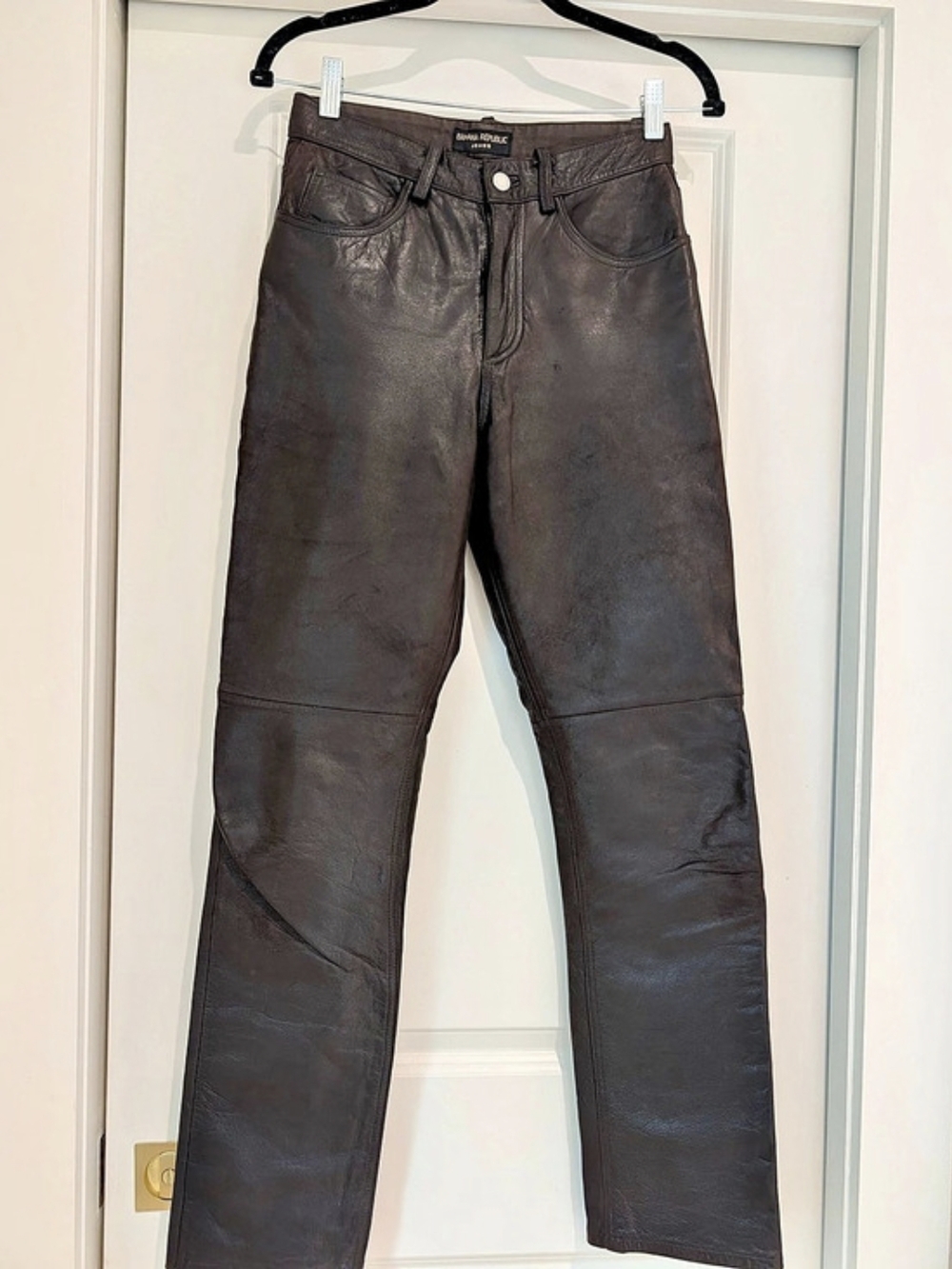 Vintage Banana Republic Mid-Rise Skinny 100% Leather Pant Brown Size 2